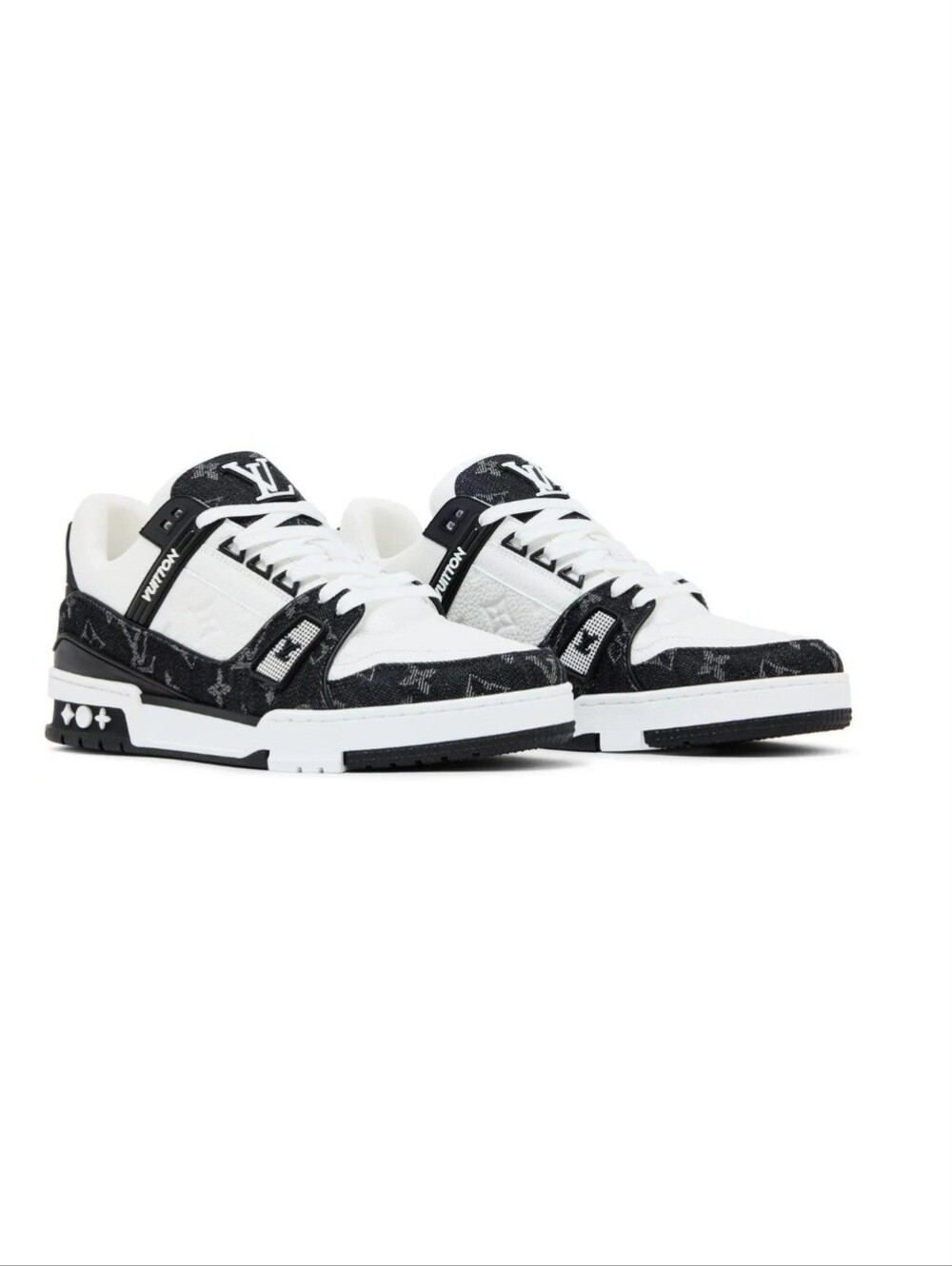 Louis Vuitton Black & White Monogram Low-Top Sneakers